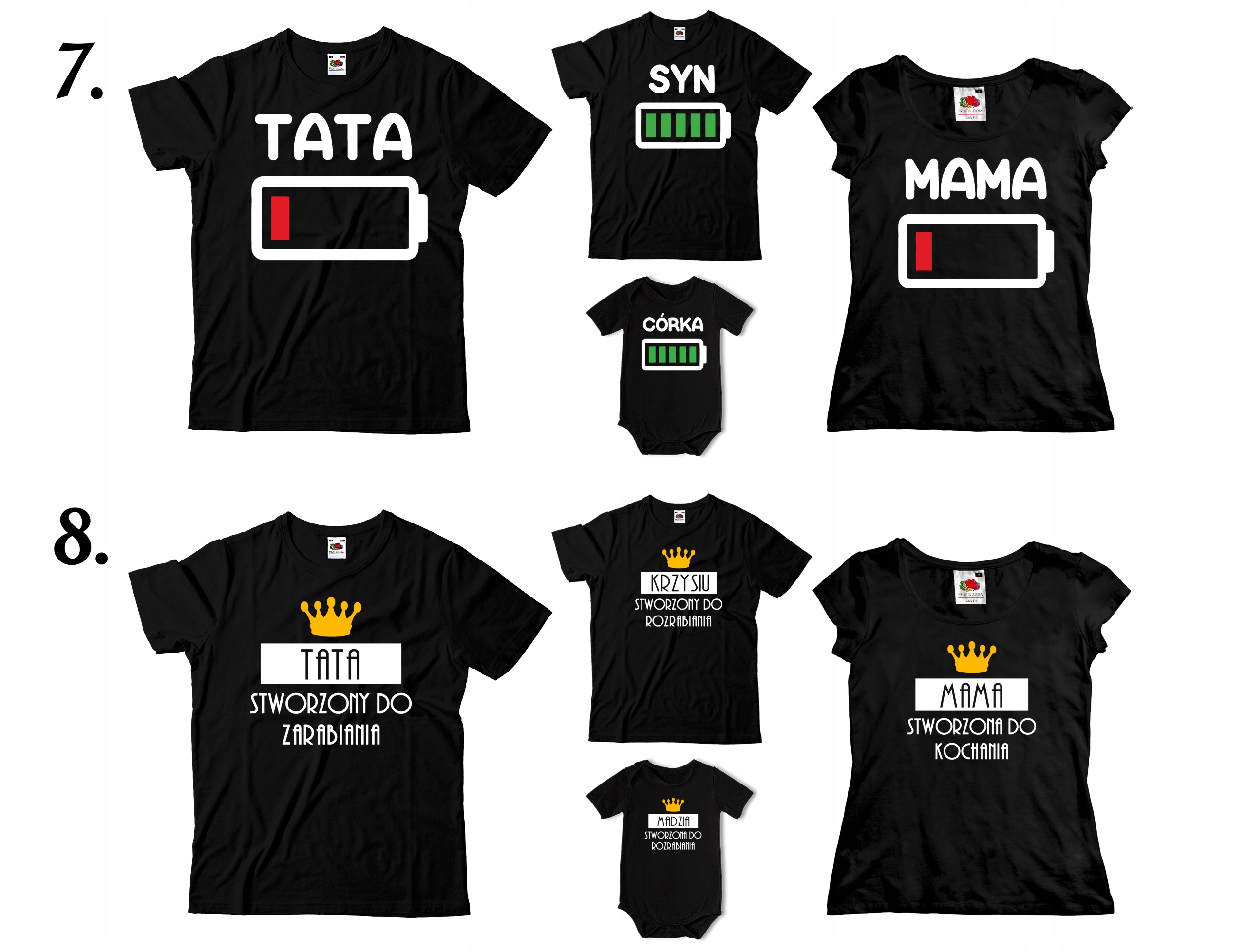KOSZULKI DLA CAŁEJ RODZINY MAMA TATA SYN CÓRKA Kolor czarny