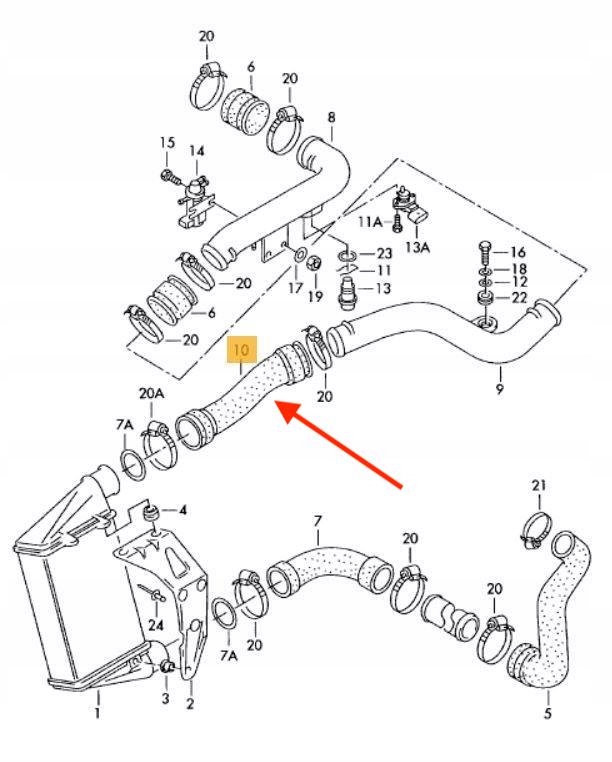 RURA WĄŻ TURBINY TURBO VW PASSAT B5 1.9 TDI 110KM Producent części goRabbit