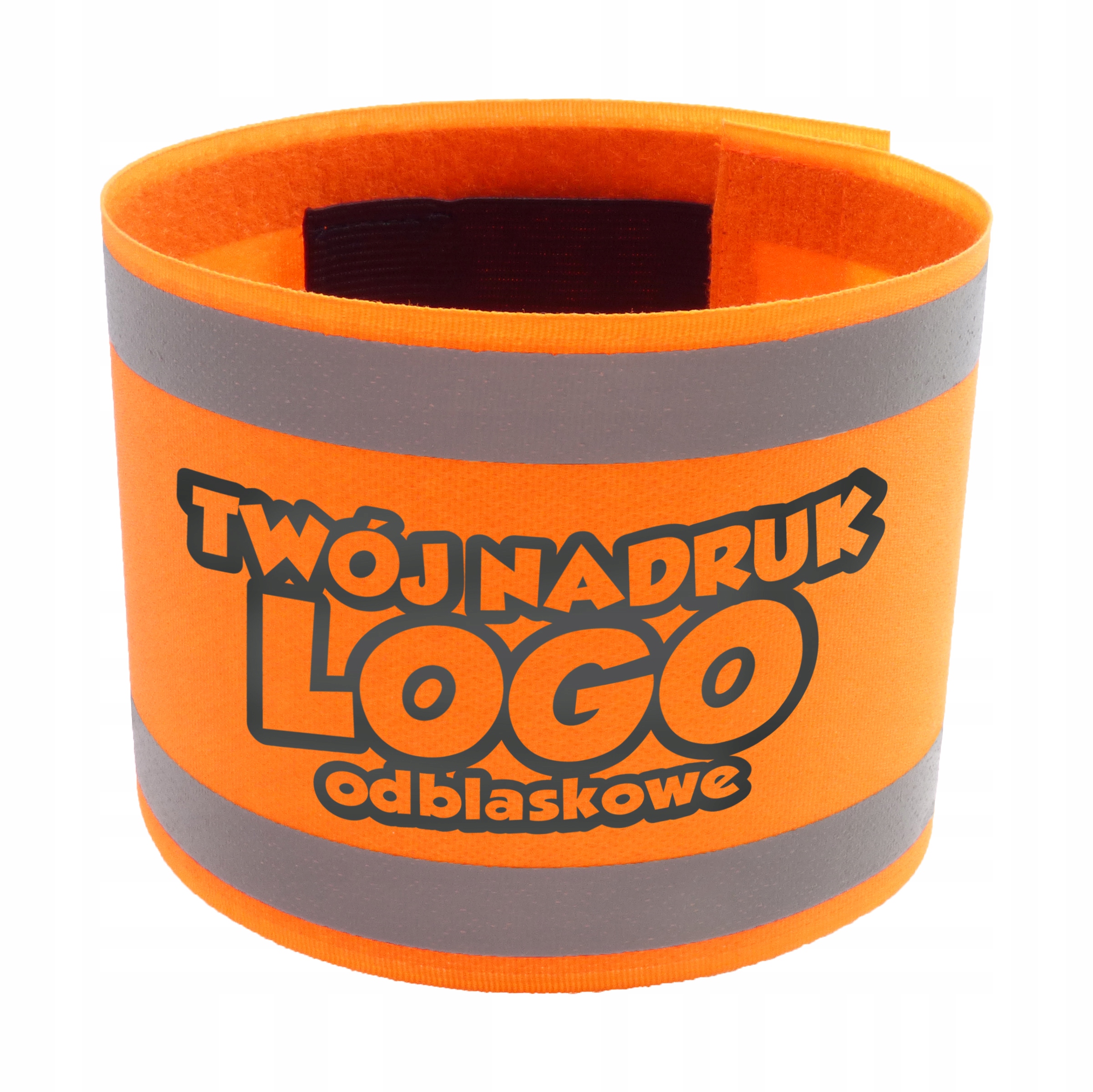 

Odblaskowa opaska na ramię 10cm własny napis Logo
