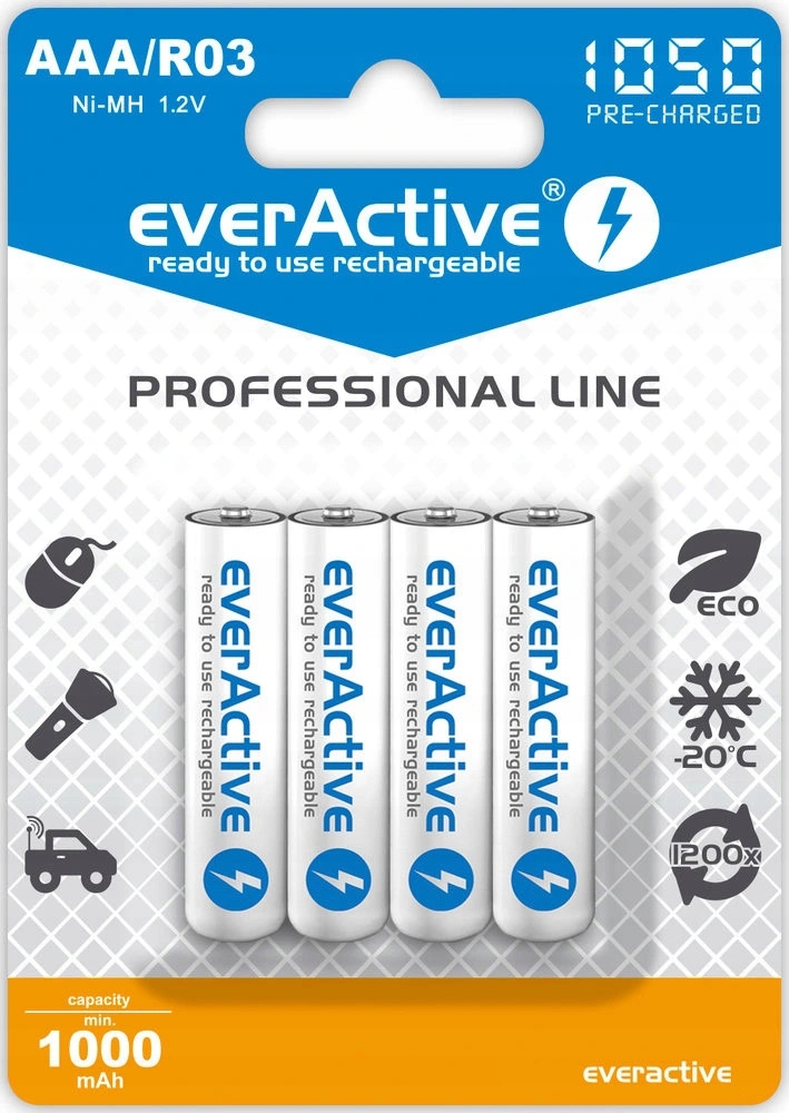 

4x Akumulatorki everActive R03/AAA Ni-MH 1050 mAh