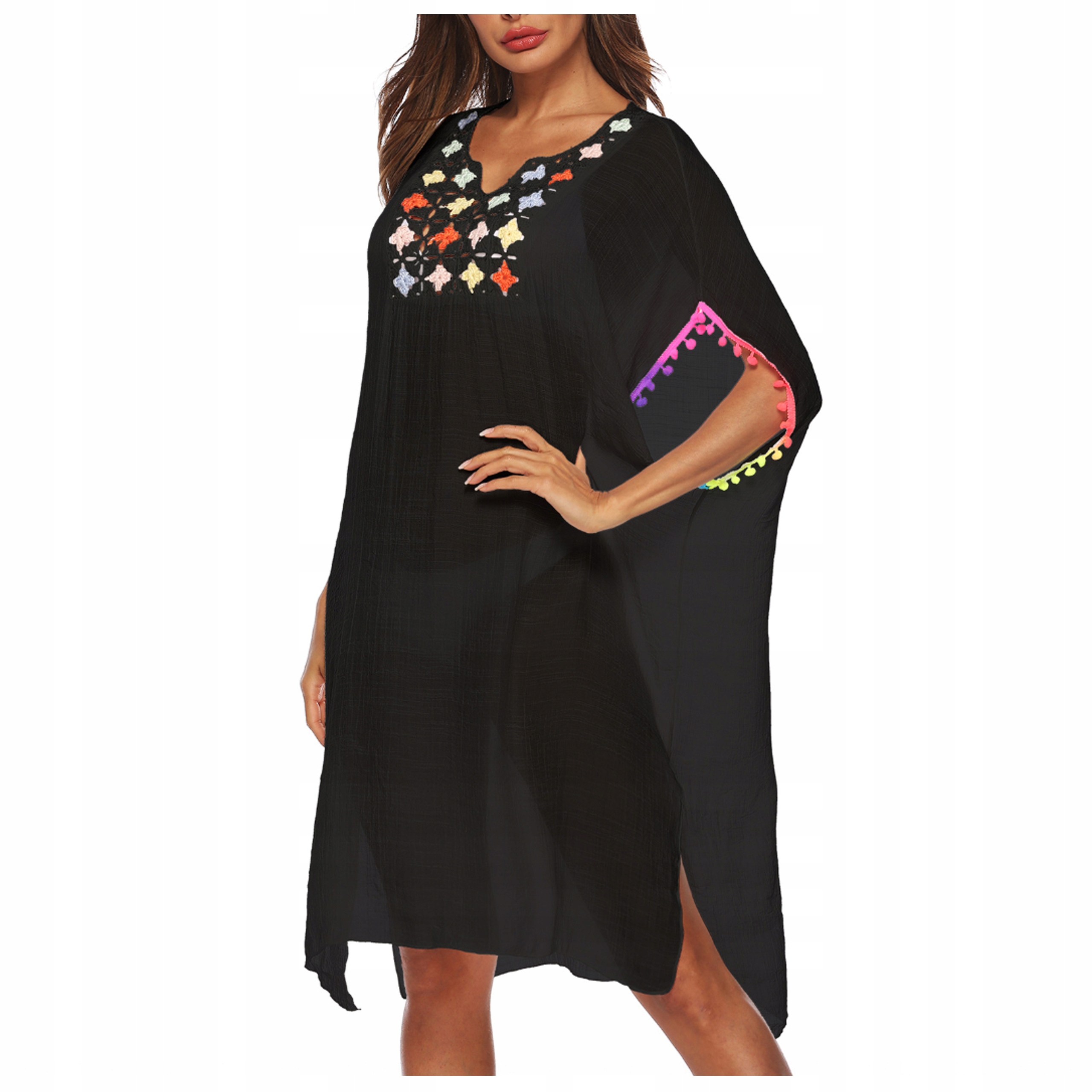 

Pareo plażowa Sukienka kolory Haft dekolt Boho