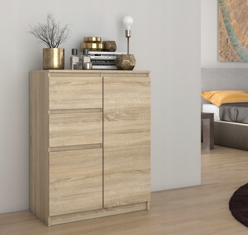 KOMODA SZAFKA 97CM 2 DRZWI 2 SZUFLADY 2D2S SONOMA Kolor frontów dąb sonoma
