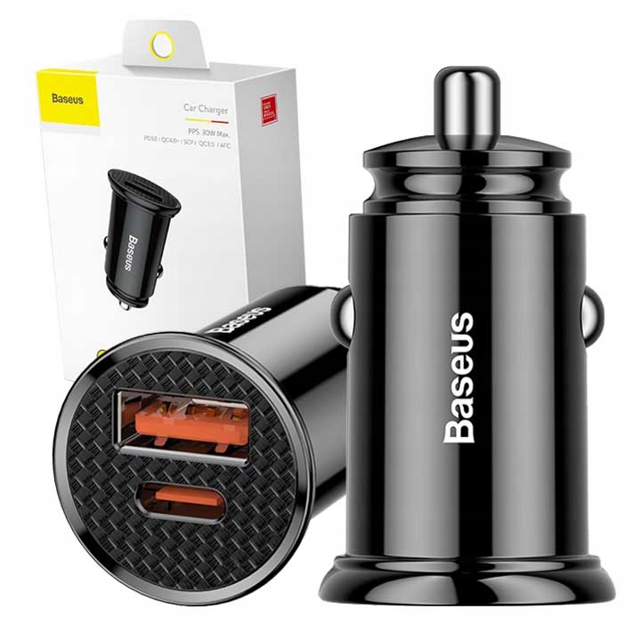 BASEUS ZAPALNICZKA ŁADOWARKA SAMOCHODOWA USB USB-C DO TELEFONU PD QC 4+ 30W EAN (GTIN) 6953156286535