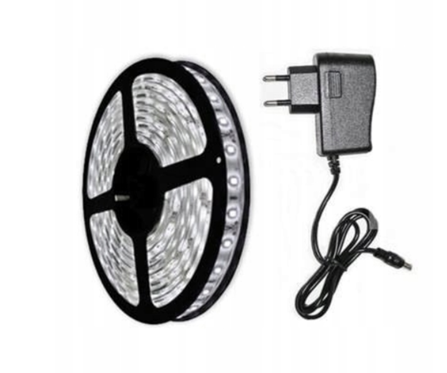 TAŚMA LED BIAŁA ZIMNA WODOODPORNA 5m + ZASILACZ Marka Floodlight