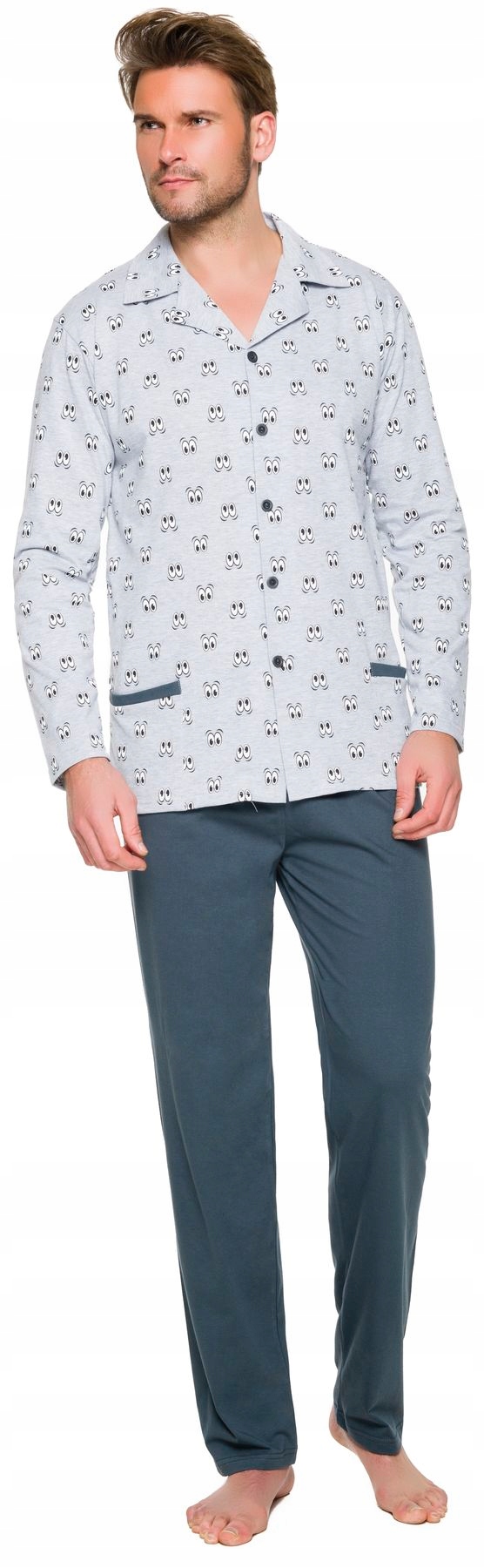 ROZPINANA BAWEŁNIANA PIŻAMA MĘSKA KOŁNIERZYK L Płeć mężczyzna