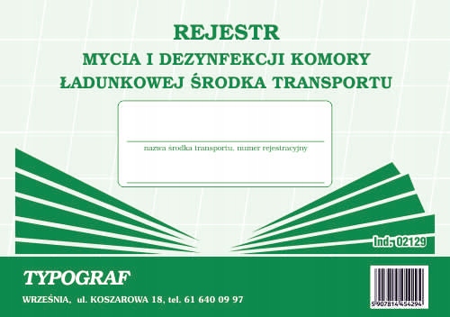 

Rejestr mycia i dezynfekcji komory ładunk. 02129
