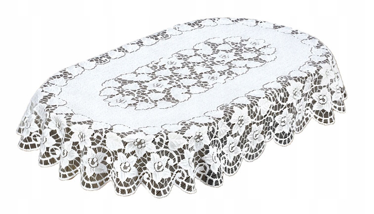 

!obrus Żakardowy Owalny 22194 Biały Rozm 180x130CM