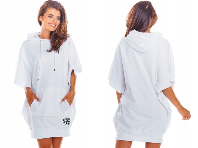 

luźna Sukienka z kapturem i kieszenią Kangurek