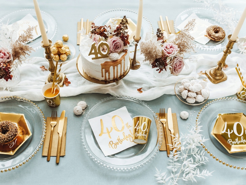 Kubeczki ZŁOTE na 40 urodziny 40th Birthday 6szt Pojemność 220 ml