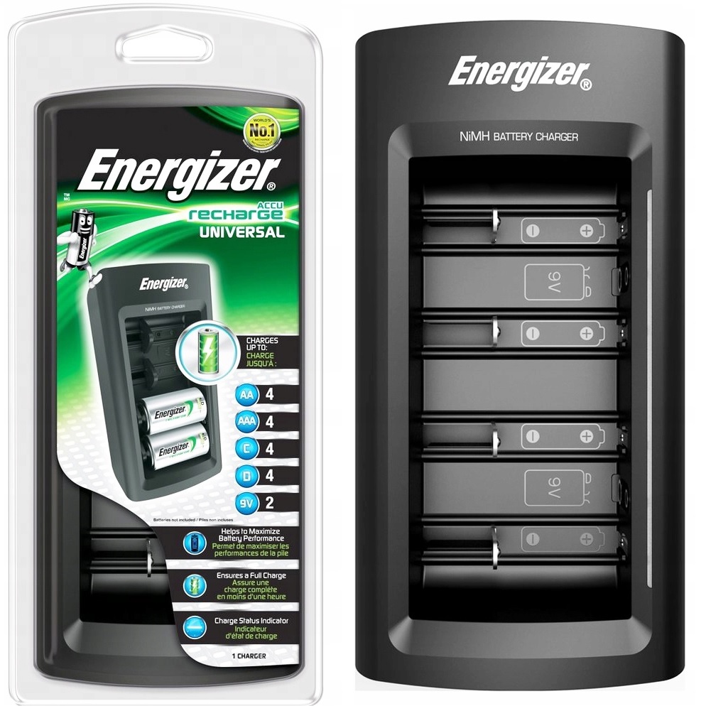 ŁADOWARKA BATERII NA AKUMULATORKI R3 R6 9V R20 R14 SOLIDNA - ENERGIZER ...