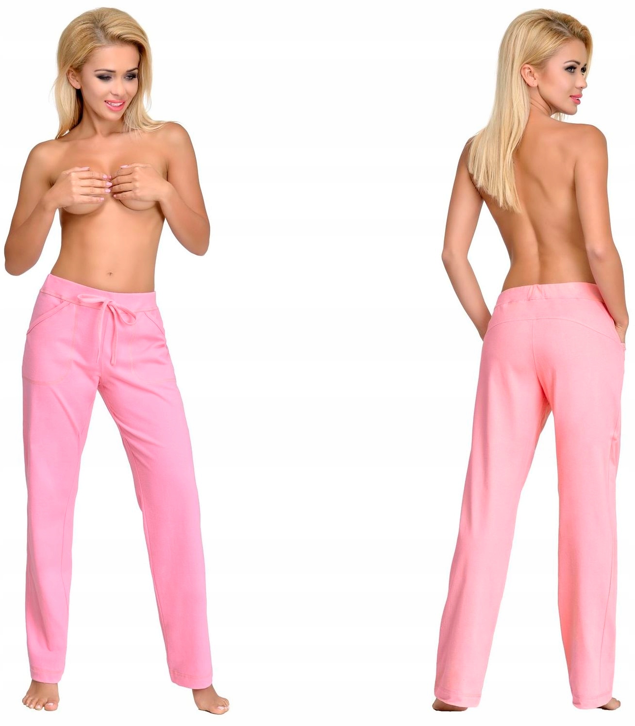 BAWEŁNIANE DAMSKIE DŁUGIE SPODNIE DO SPANIA XL