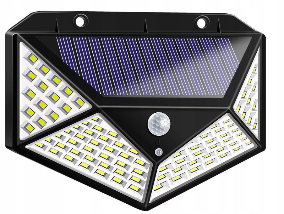 LAMPA SOLARNA Z CZUJNIKIEM RUCH I ZMIERZCHU 100LED Zasilanie solarne