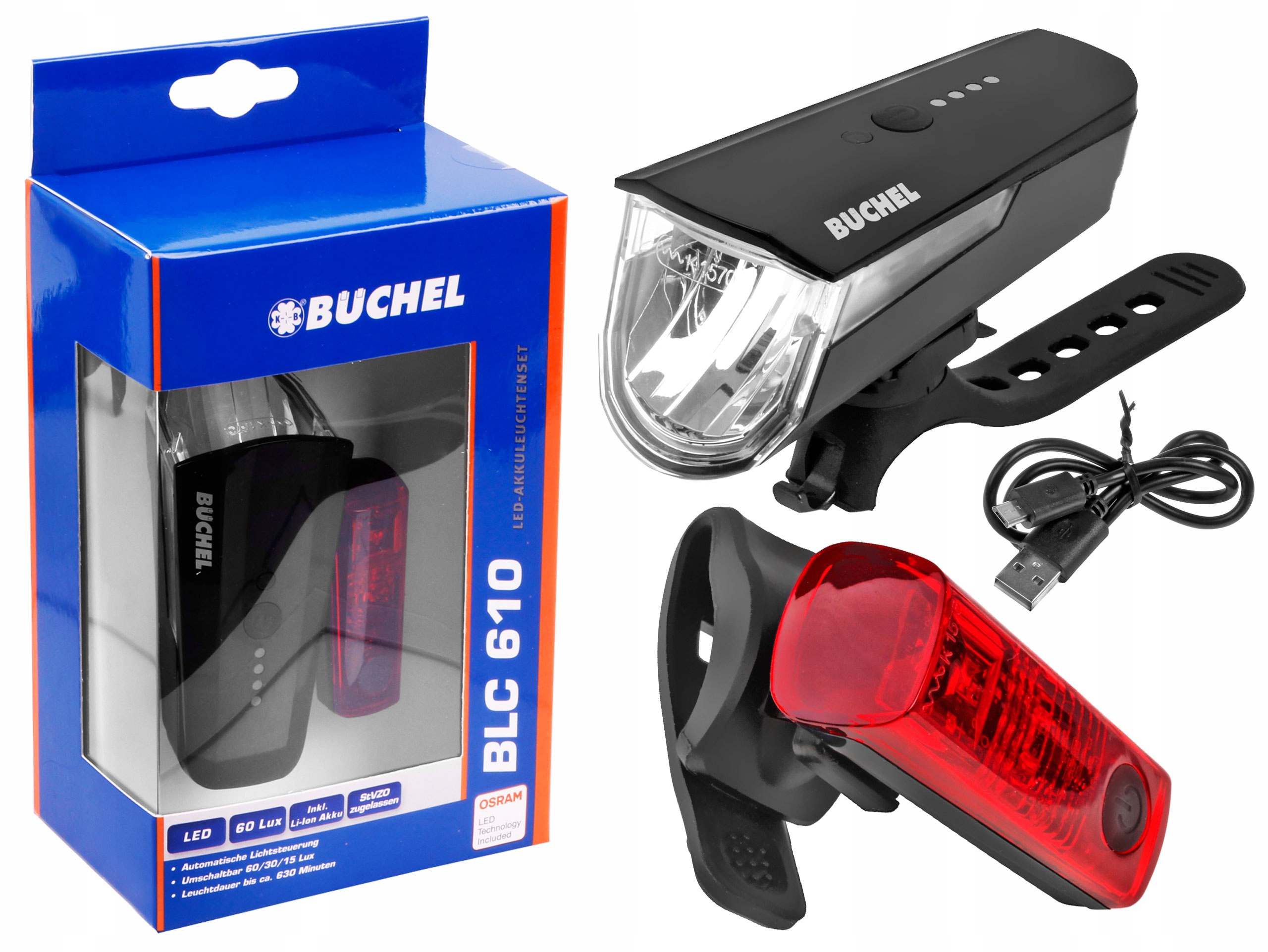 

Zestaw Lampek Buchel BLC-610 Led Osram Usb