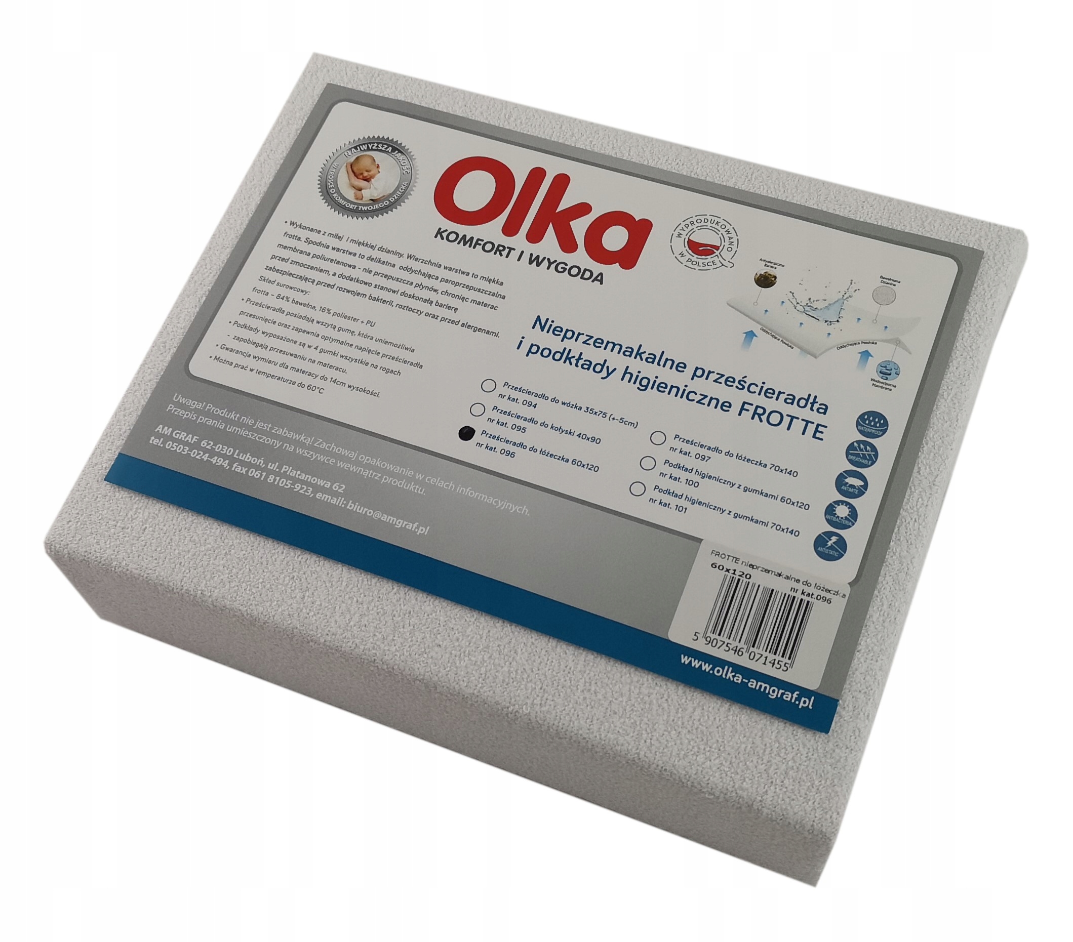 

Prześcieradło Nieprzemakalne frotta 120x60 Olka