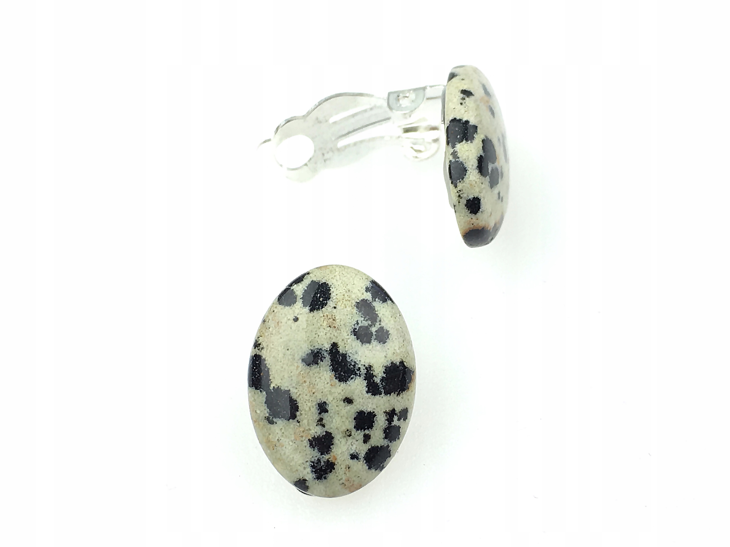 klipsy jaspis dalmatyńczyk eleganckie klasyczne