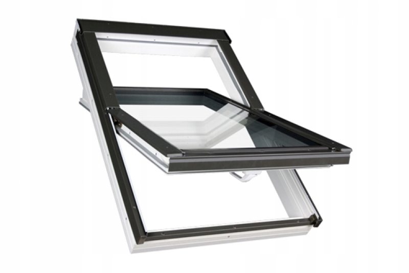 2 okna dachowe 3 szybowe OptiLight TLP U4 78x140 + kołnierz kombi RAL 7022 Marka Kronmat OptiLight