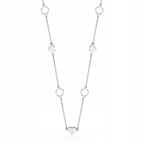 Stříbrný Náhrdelník 925 Rhodiované Srdíčko Kolečko Dárek pro ženy Krásný