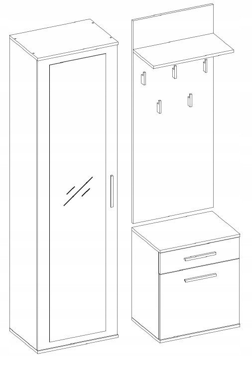 GARDEROBA DUO SZAFA LUSTRO WIESZAK DĄB SONOMA Marka TopEshop