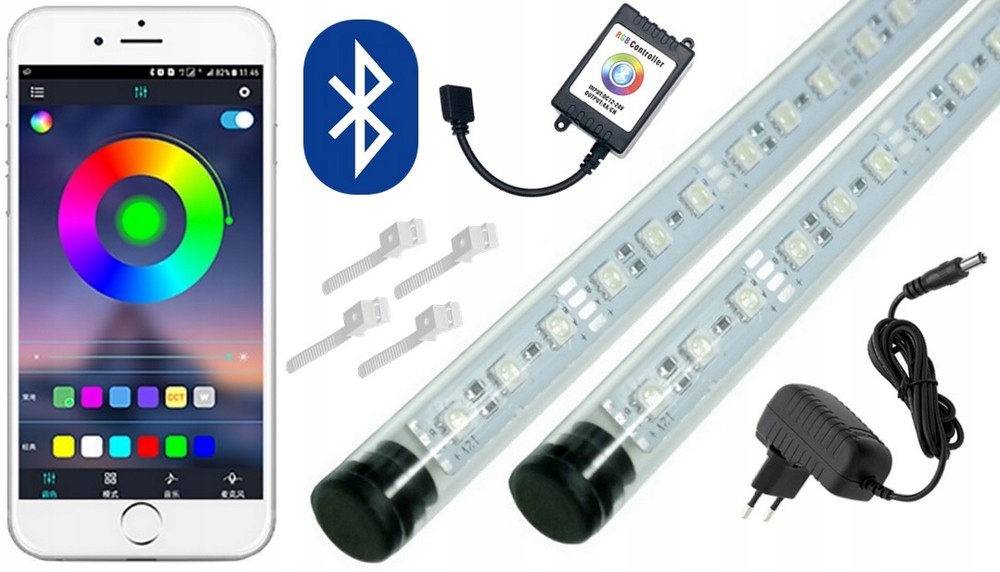 Świetlówka LED RGB akwarium BLUETOOTH 2x100cm I+I