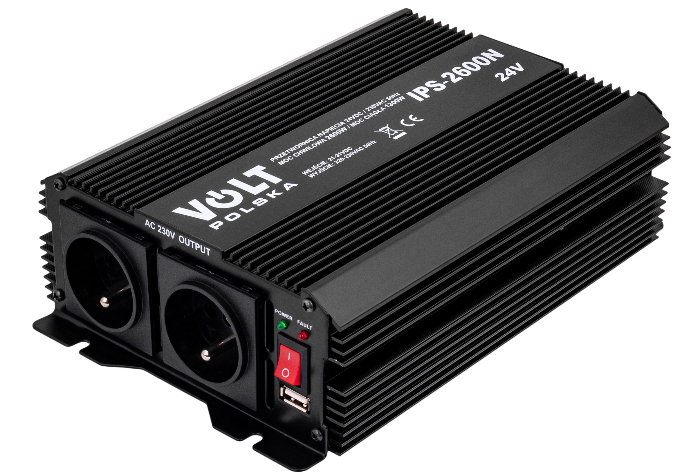 PRZETWORNICA 24V 230V SAMOCHODOWA NAPIECIA 2600W Weight with packaging 2 2 kg