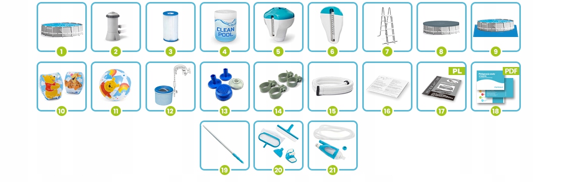 BASEN OGRODOWY STELAŻOWY INTEX 457x122 ZESTAW 21w1 Marka Intex