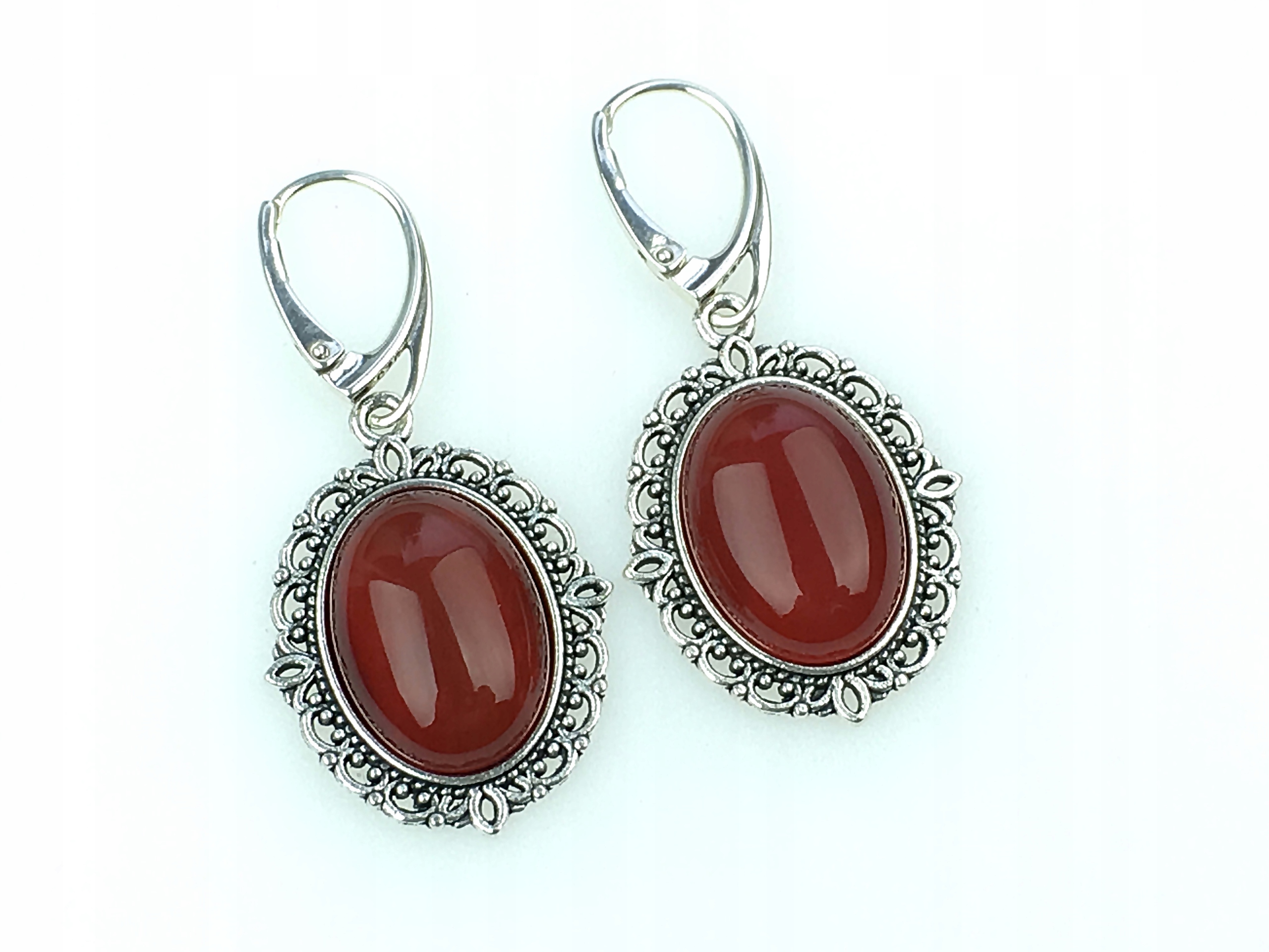 

kolczyki karneol bigle srebrne pr925 antyczne