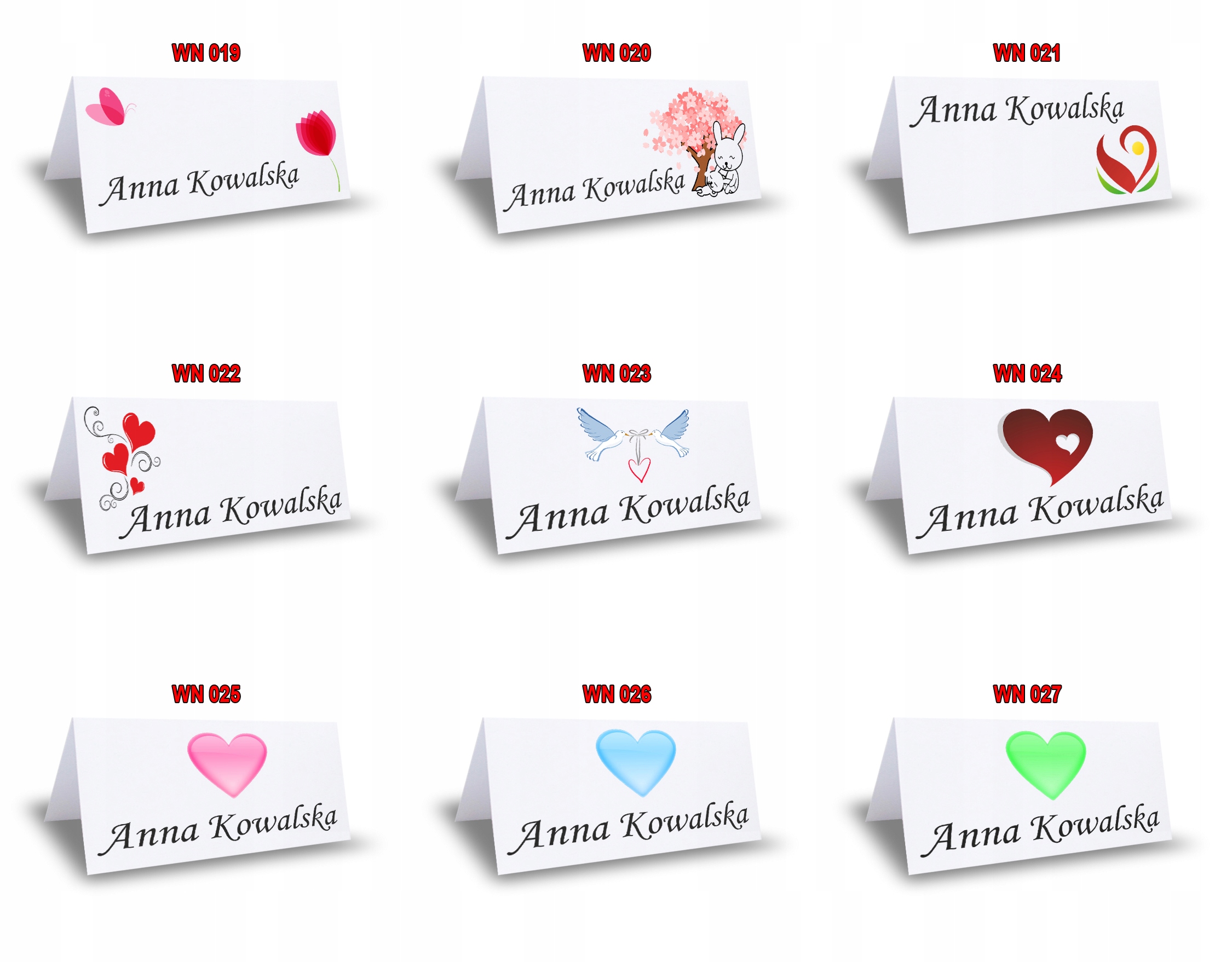 Winietki Wizytówki przyjęcie na stół - 2 szt EAN (GTIN) 5904553997075