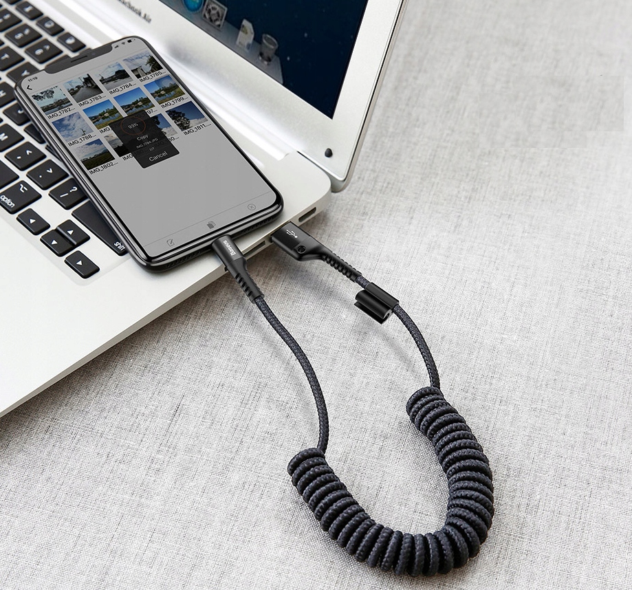 KABEL BASEUS SPRĘŻYNKA OPLOT DO IPHONE 7 8 X XS 11 Zgodność ze standardem Quick Charge 1.0 Quick Charge 2.0