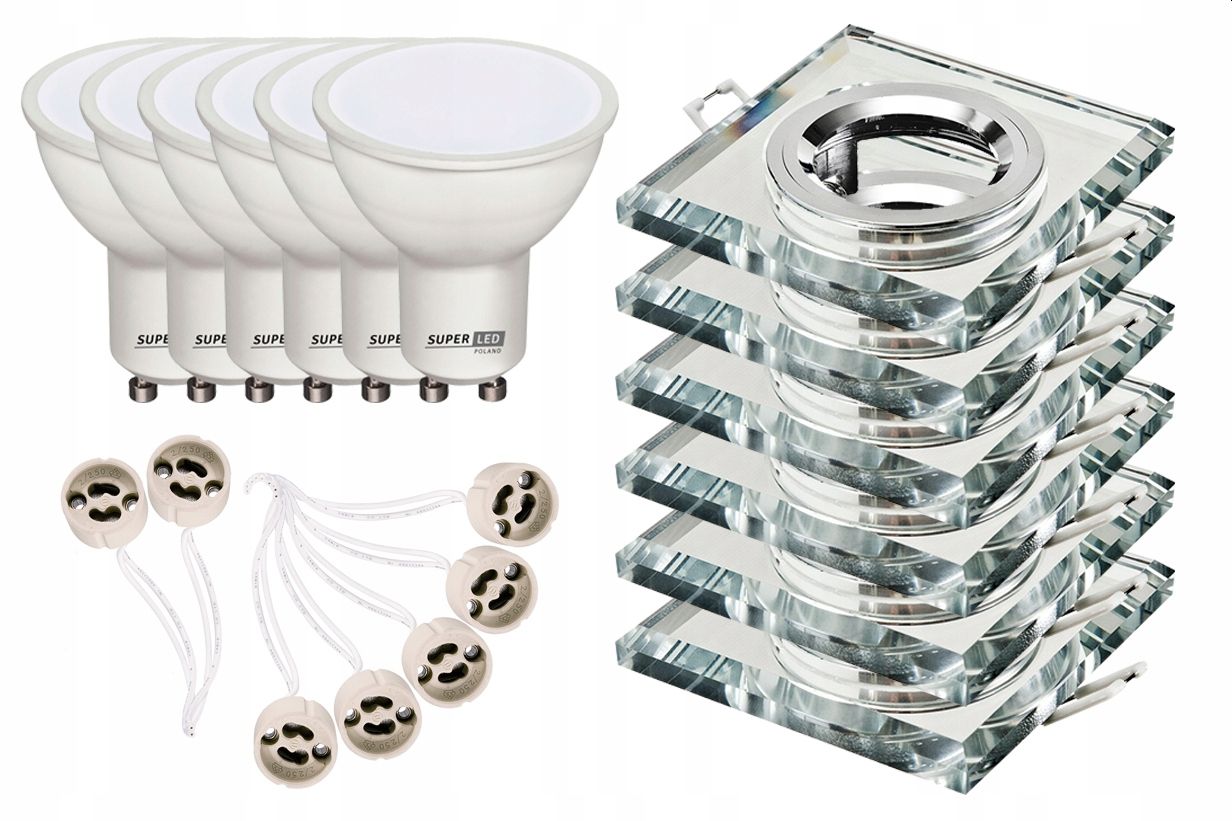 

Zestaw 6x oprawa halogenowa Szklana Led GU10 6W