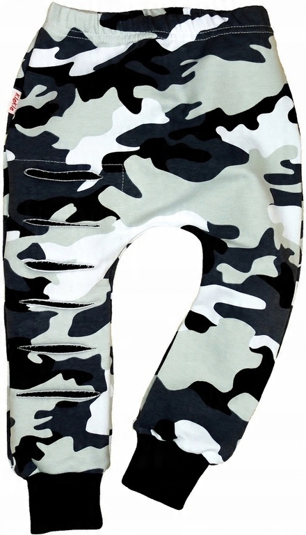 

Spodnie Moro Baggy z Nacięciami, Wzory r 98 Klekle