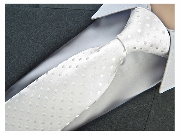 

Mikrofibra Krawat Ślubny Groszki Biały Ivory g177