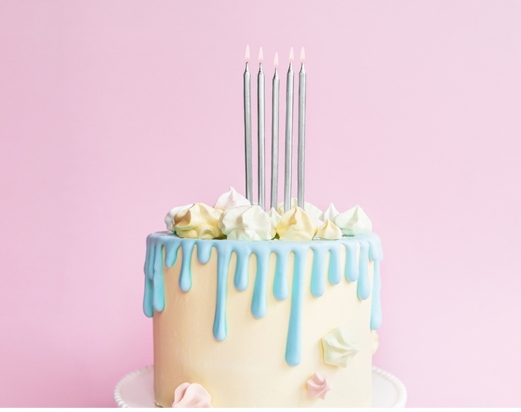 Świeczki urodzinowe gładkie srebrne 6cm /6sz Marka Party Deco