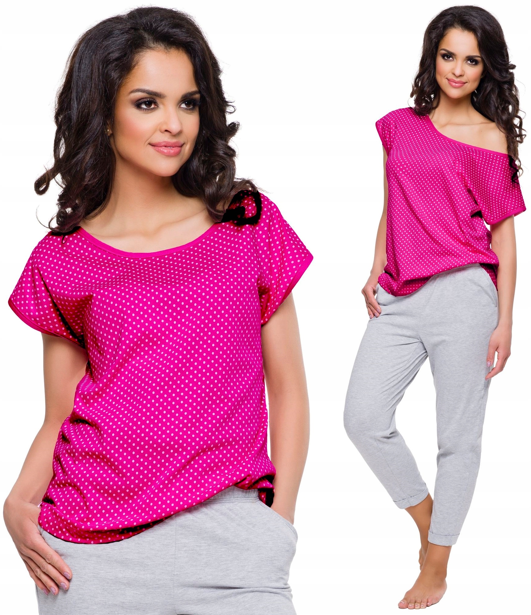 

Luźna Piżama Damska Krótki Rękaw - Spodnie 7/8 L