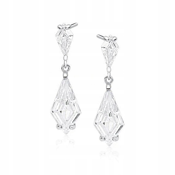 Stříbrné Náušnice pr 925 Rhodiované s Svatební zirkony Závěsné tyčinky