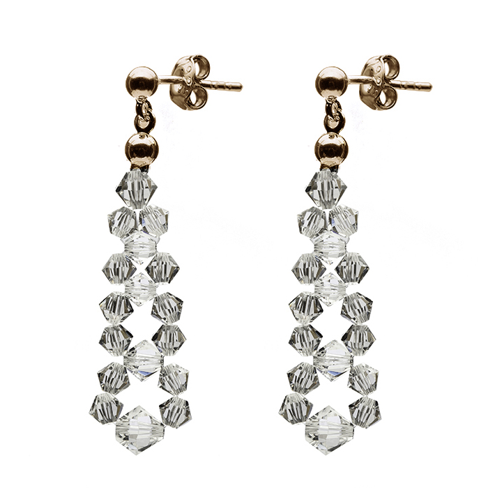 Kolczyki z Swarovski Elements sztyft srebrne złocenie różowe