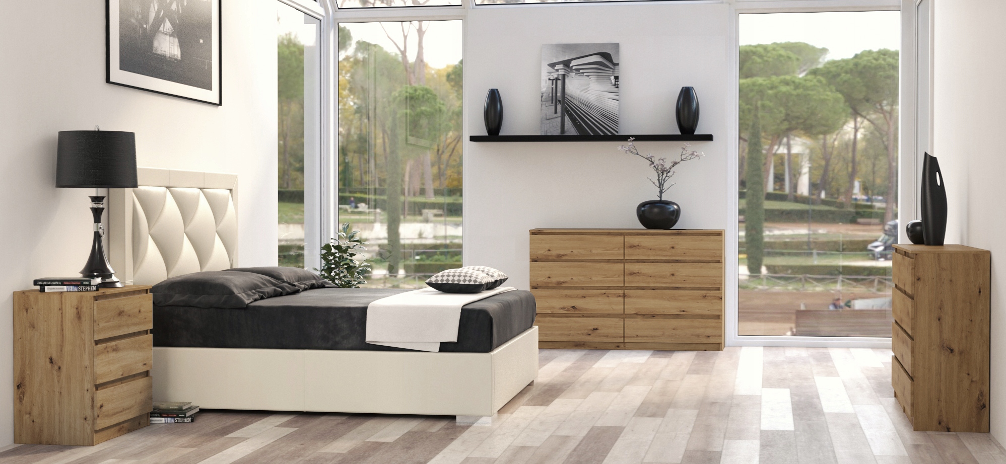 DUŻA KOMODA MALWA M8 140CM DĄB ARTISAN 8 SZUFLAD Liczba drzwi 0