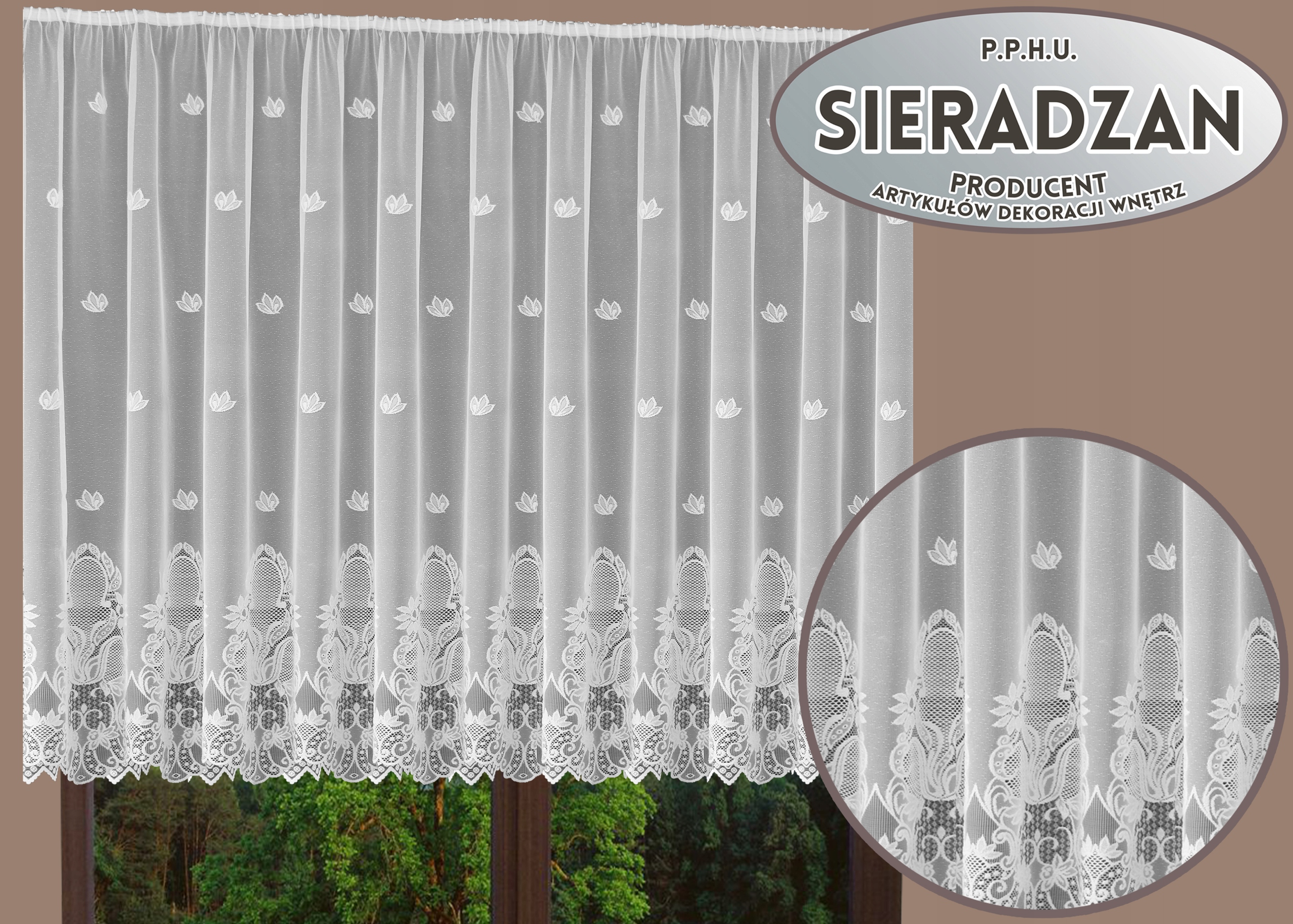 FIRANA GOTOWA ŻAKARDOWA 160 X 400 Z TAŚMĄ HAFT 47 Wysokość produktu 160 cm