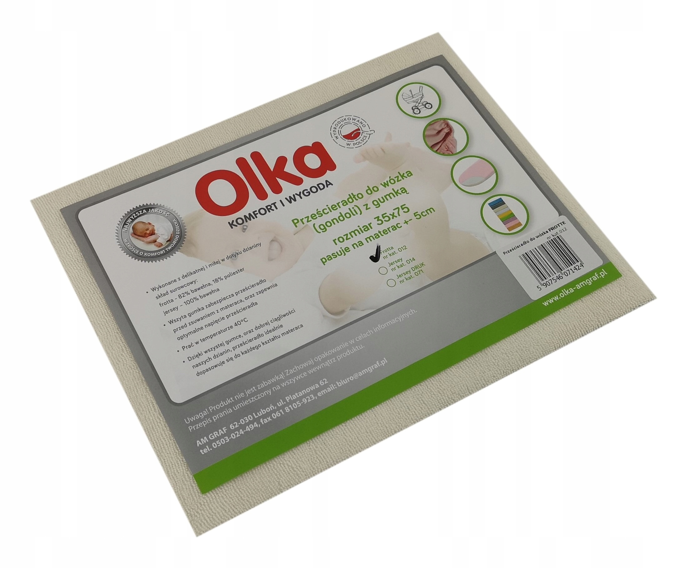 

Olka Prześcieradło do wózka Frotte 35x75 kremowe