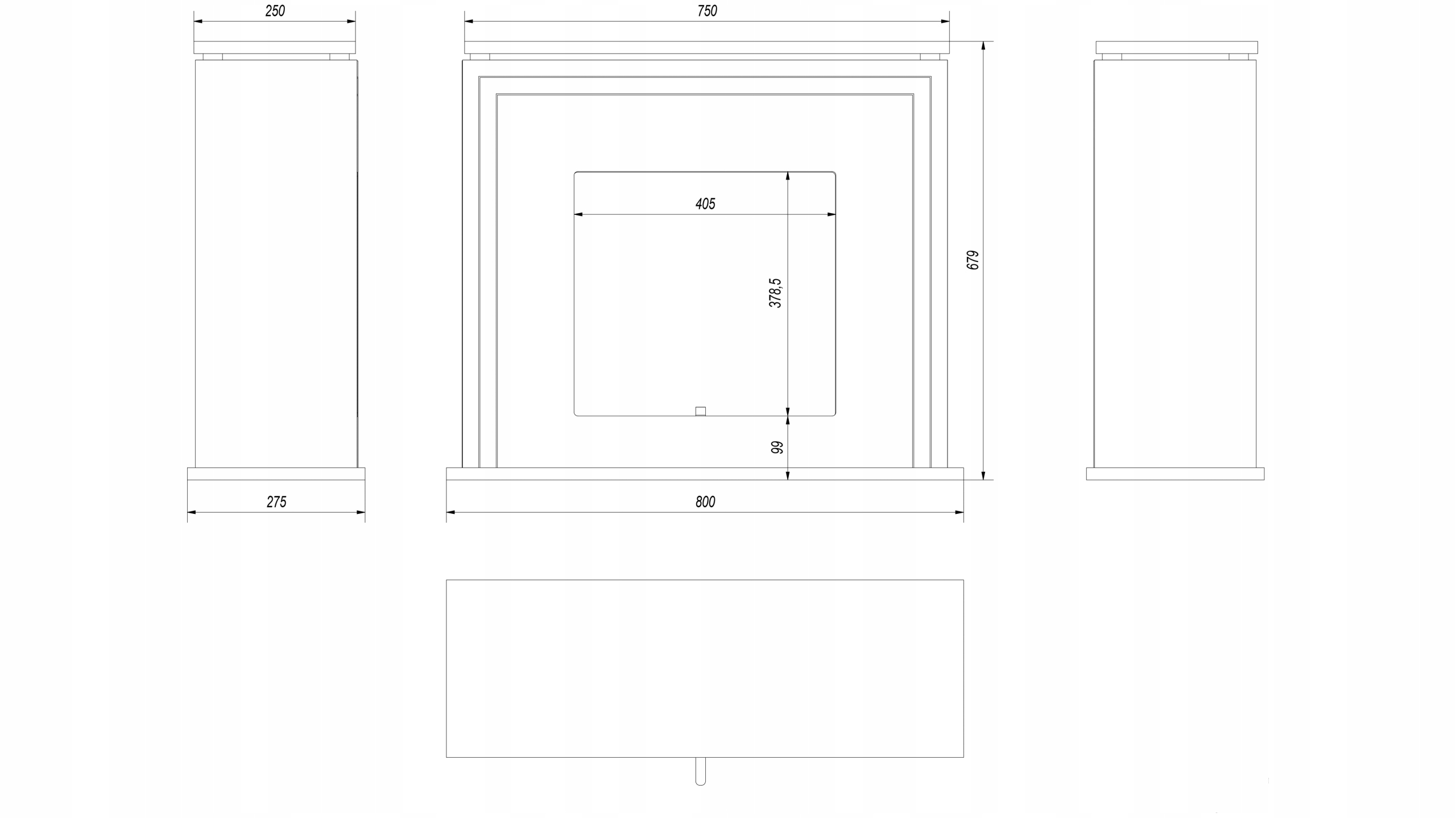 Biokominek bezdymny JUNE tunel TUV + Kamyki Wysokość 68 cm