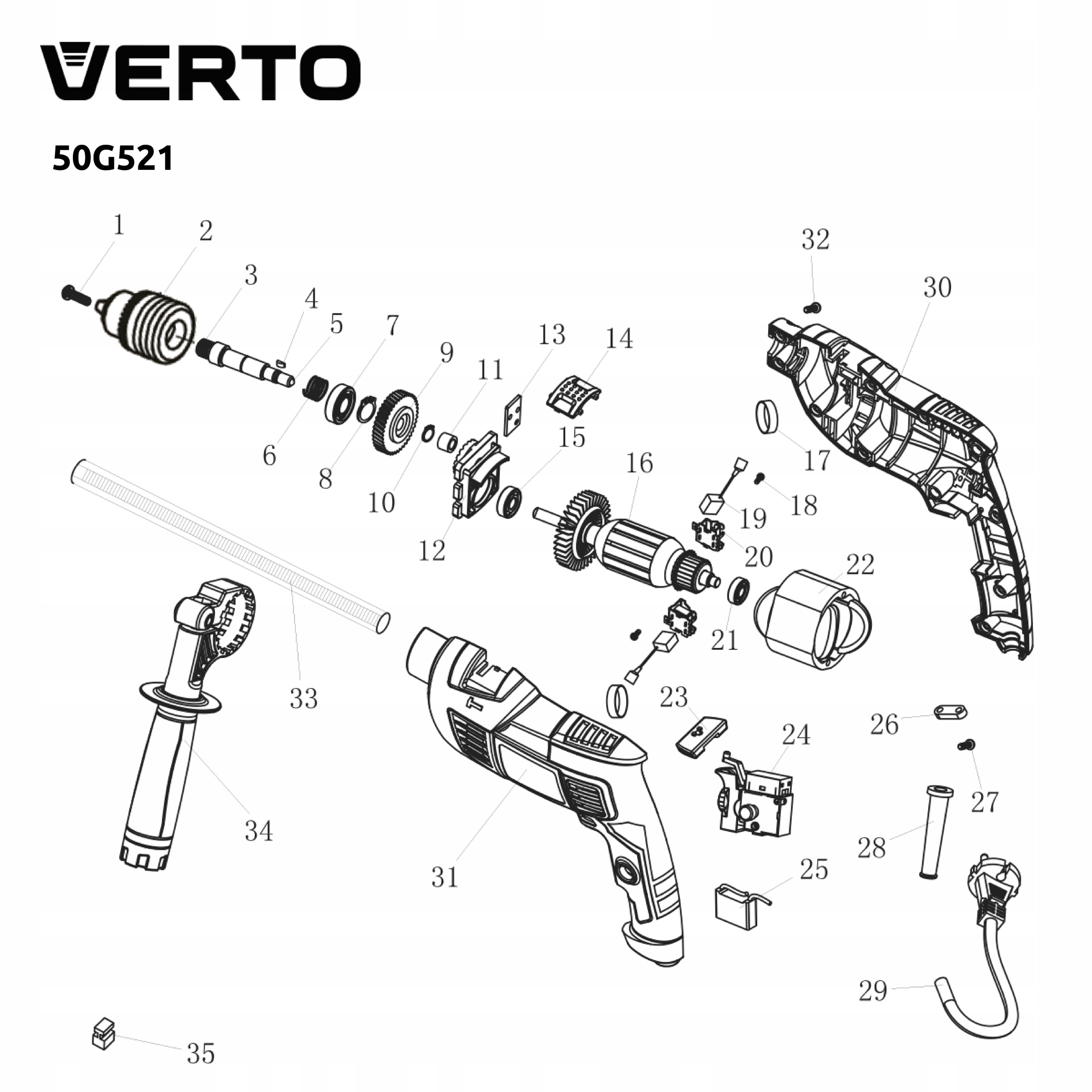 VERTO 50G521 STOJAN WIERTARKI UDAROWEJ ORYGINAŁ Kod producenta K81046