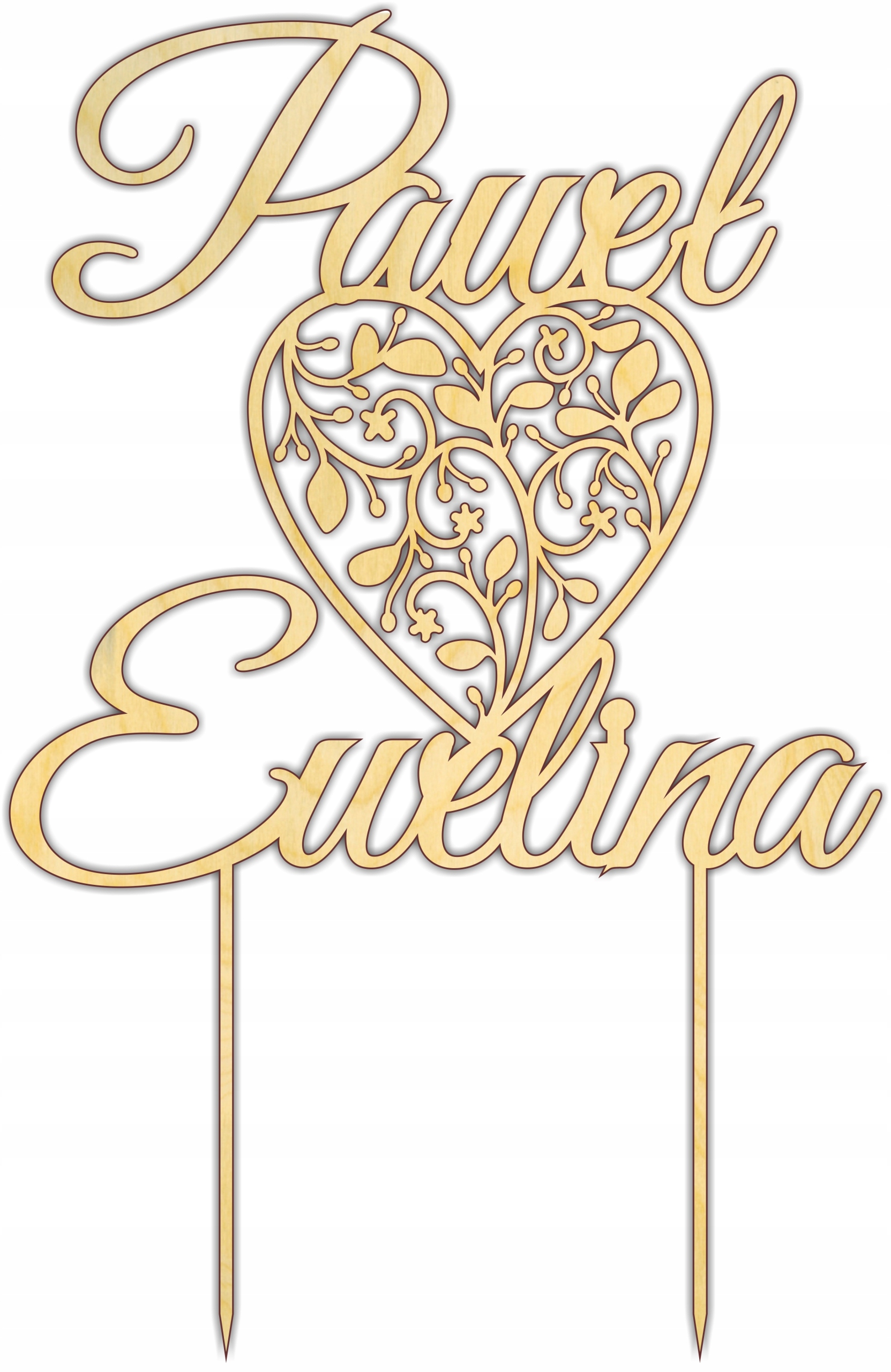 

Ażurowy topper na tort weselny wycięte Imiona