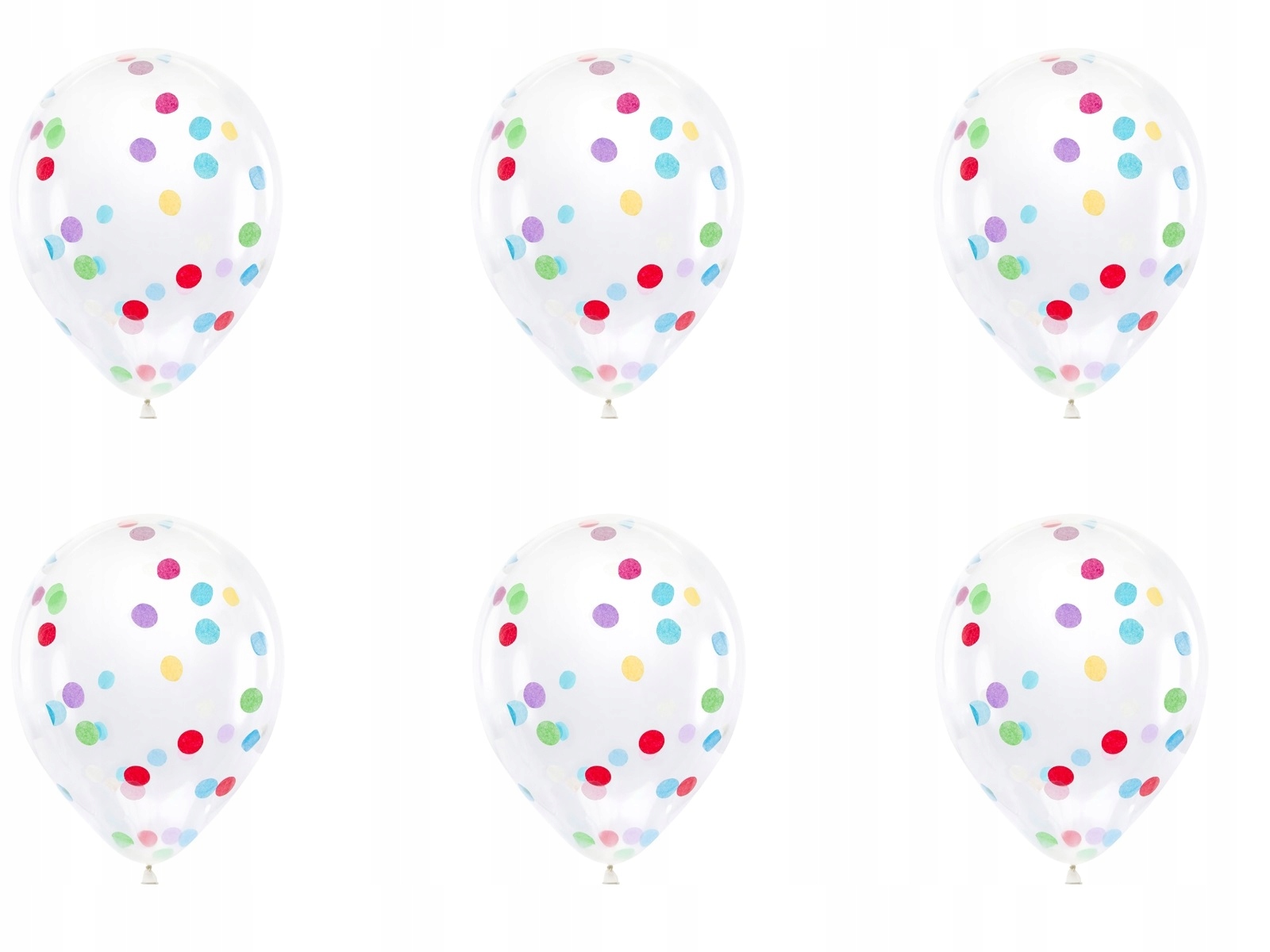 balony  przezroczyste 6szt z kolorowym konfetti 30cm BK12-1-000-6 — 6