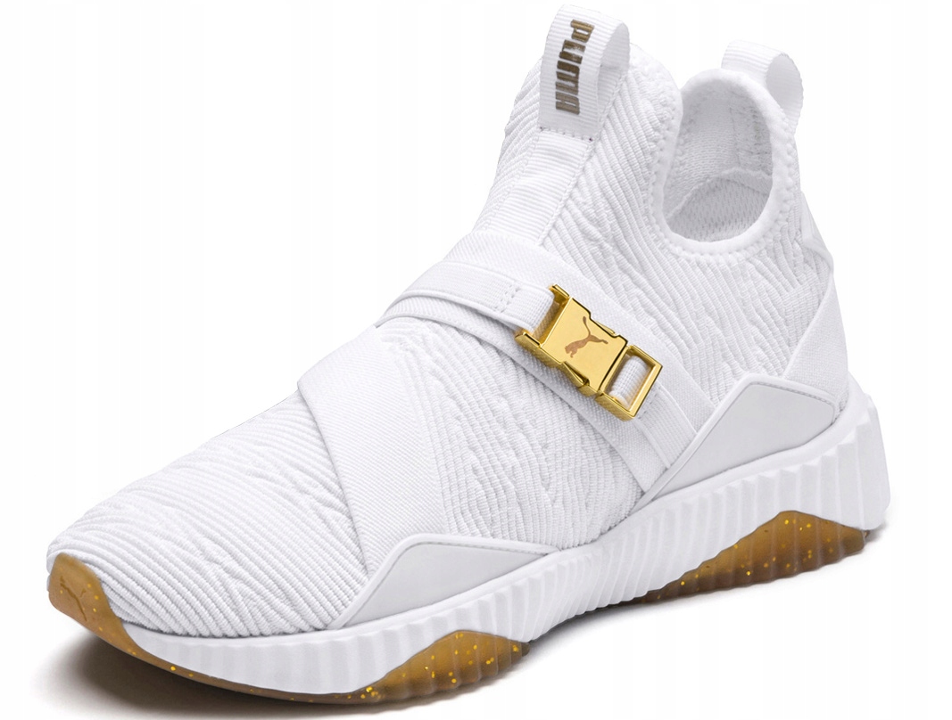 puma defy varsity mid black & gold shoes