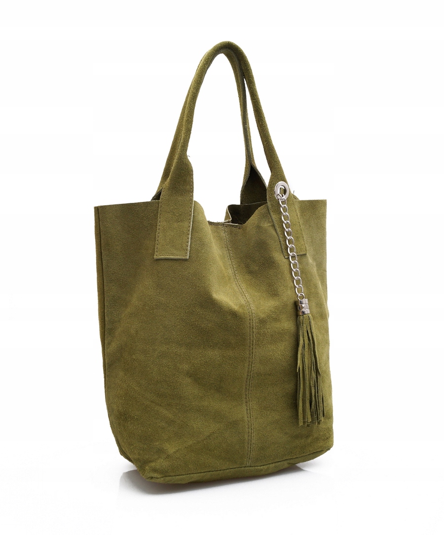 

Torebka Zamszowa skóra worek shopper V093 oliwkowa