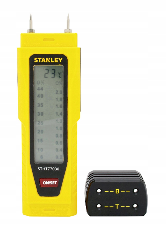Měřič vlhkosti s LCD displejem, napájení na baterie Stanley 0-77-030