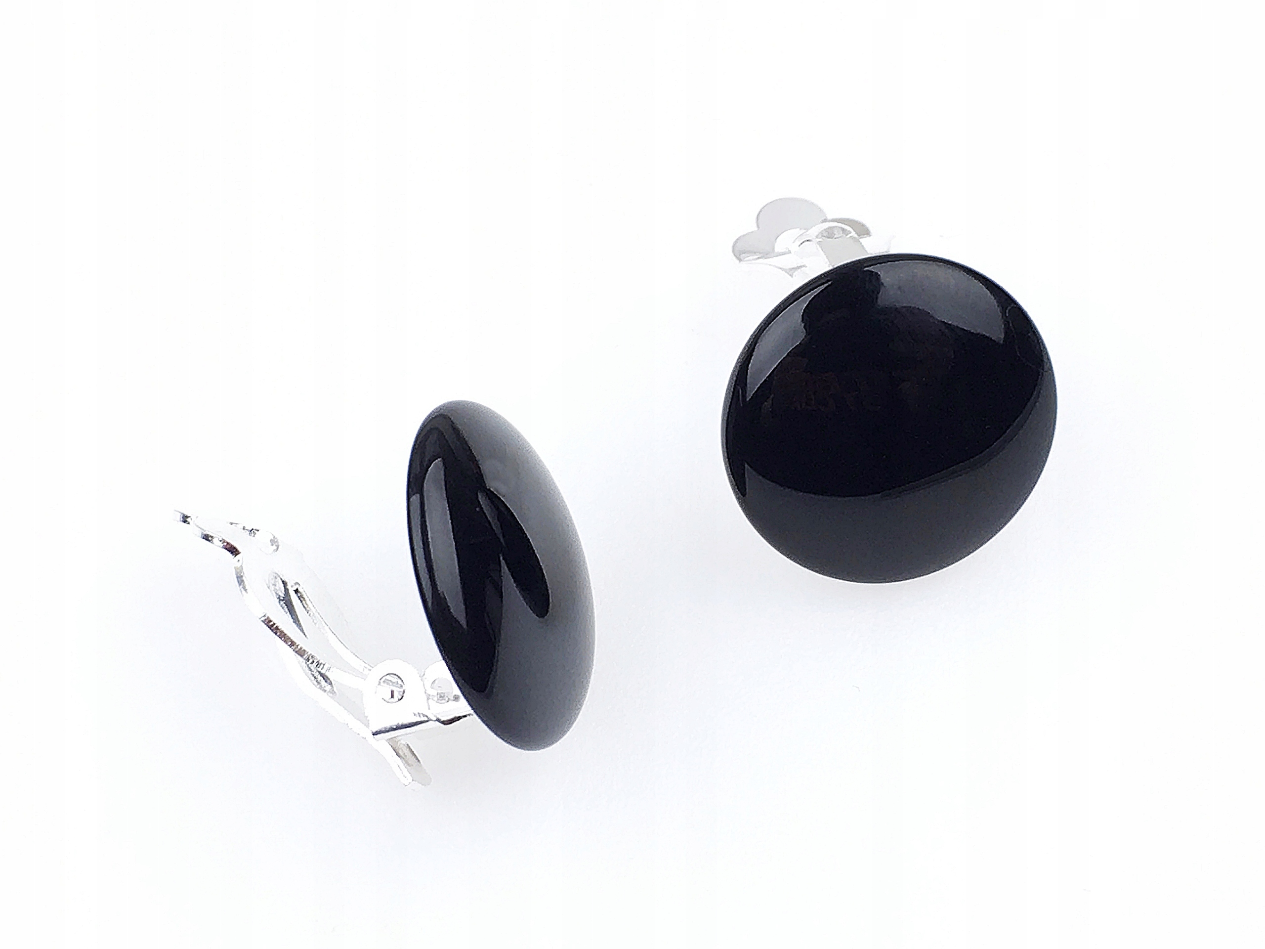 

klipsy okrągłe czarne onyks klasyczne