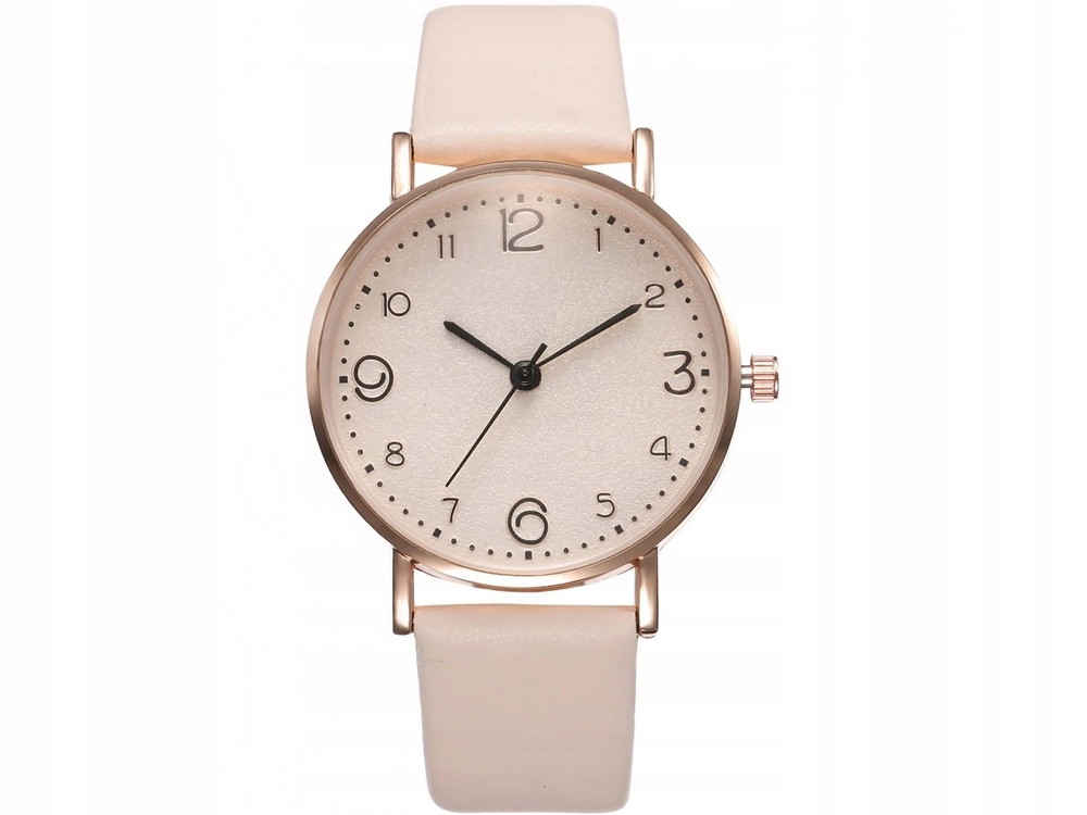 Zegarek Damski BEŻOWY Wąski Pasek Beż Elegancki Jasny Marka bez marki