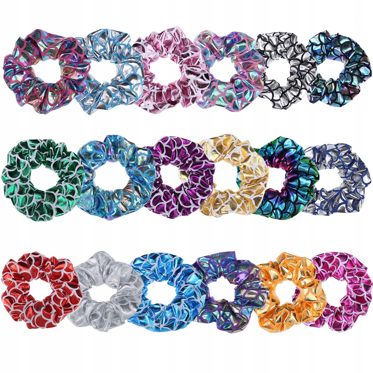 GUMKI DO WŁOSÓW SCRUNCHIE HOLO BŁYSZCZĄCA 6 SZTUK Rodzaj zestaw gumek