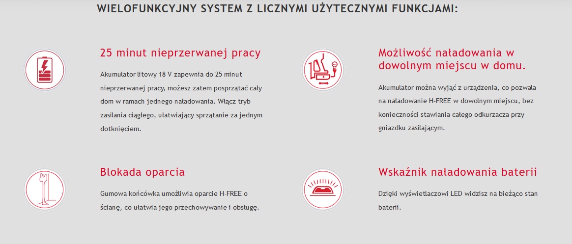 Odkurzacz TURBOSZCZOTKA Hoover H-Free HF18RXL HIT Szerokość produktu 25.9 cm
