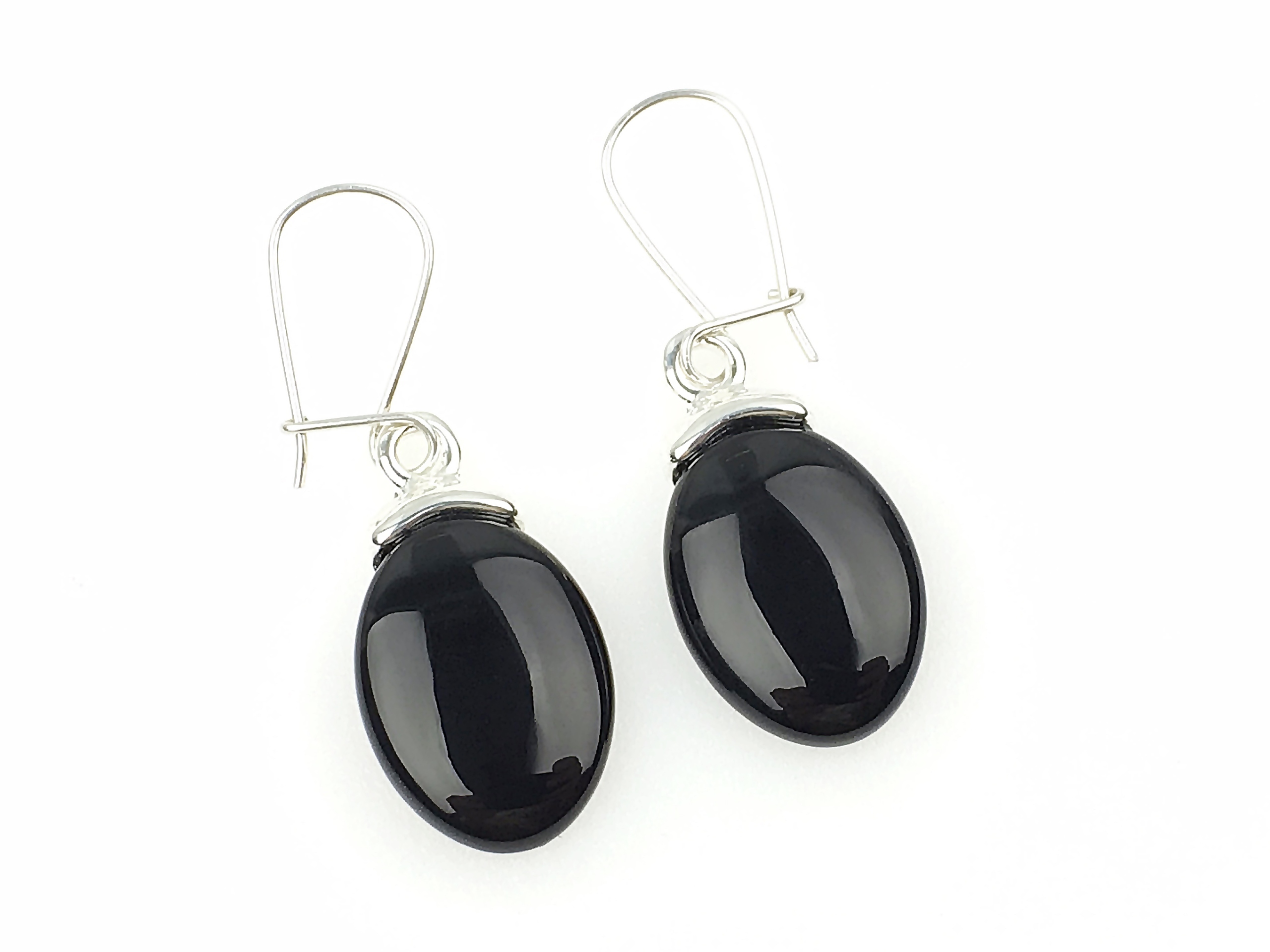 

kolczyki wiszące czarne onyks bigle srebrne pr925